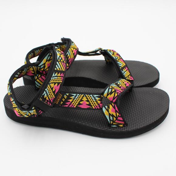 Teva Original Universal Sandals Womens 7 Black Multicolor Hiking Outdoor Shoe - Picture 1 of 8